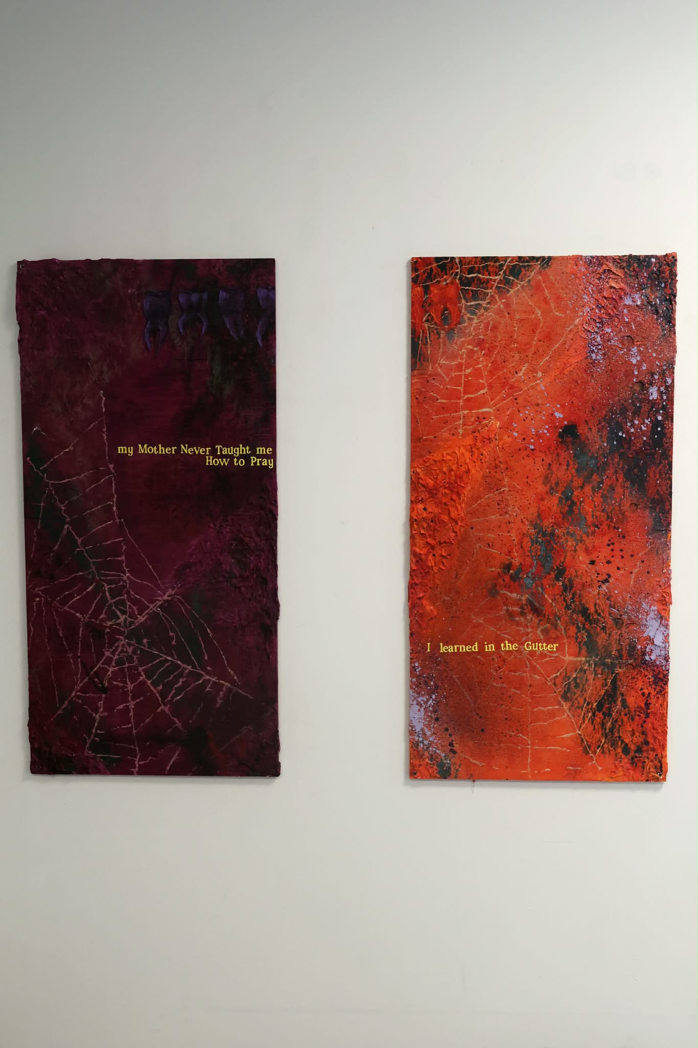 I Have to Laugh, or I will Scream (Say a Prayer for Me).
Acrylic, aerosol, and stickers on plywood.
Dyptych, both 24x48”
2025